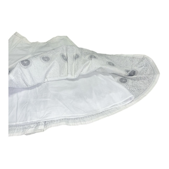 Coldwater Creek White A-Line Skirt with Metallic Embroidered Pattern - Picture 7 of 10